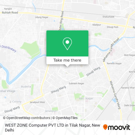 WEST ZONE Computer PVT LTD in Tilak Nagar map