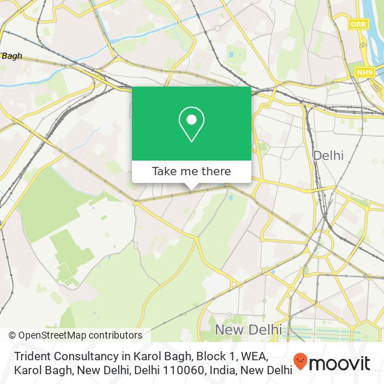 Trident Consultancy in Karol Bagh, Block 1, WEA, Karol Bagh, New Delhi, Delhi 110060, India map