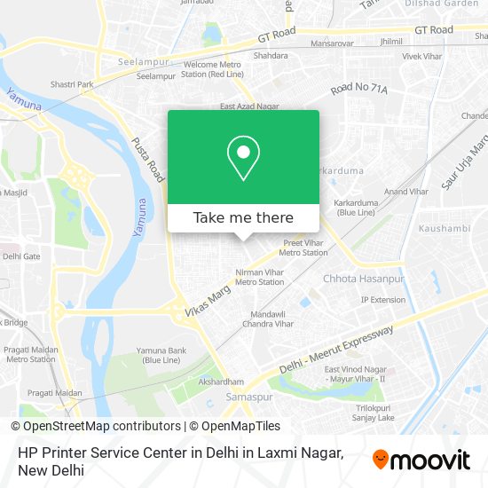 HP Printer Service Center in Delhi in Laxmi Nagar map