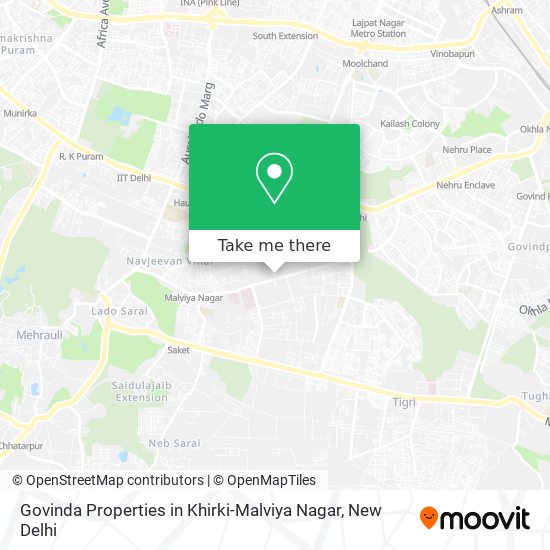 Govinda Properties in Khirki-Malviya Nagar map