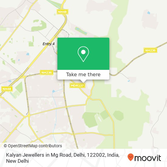 Kalyan Jewellers in Mg Road, Delhi, 122002, India map