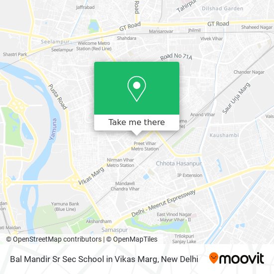 Bal Mandir Sr Sec School in Vikas Marg map