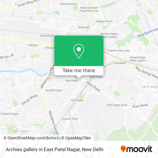Archies gallery in East Patel Nagar map