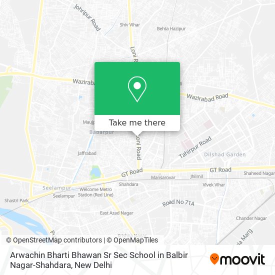 Arwachin Bharti Bhawan Sr Sec School in Balbir Nagar-Shahdara map