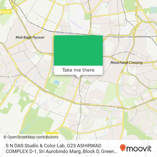 S N DAS Studio & Color Lab, G23 ASHIRWAD COMPLEX D-1, Sri Aurobindo Marg, Block D, Green Park, New map