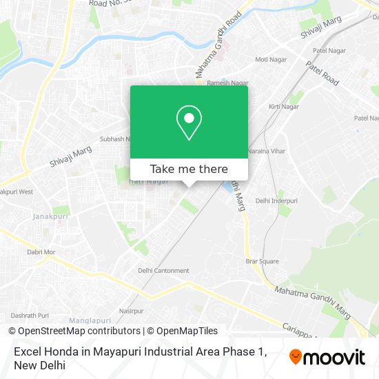 Excel Honda in Mayapuri Industrial Area Phase 1 map