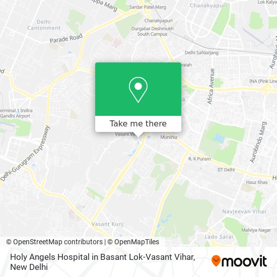 Holy Angels Hospital in Basant Lok-Vasant Vihar map