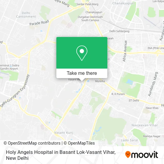 Holy Angels Hospital in Basant Lok-Vasant Vihar map