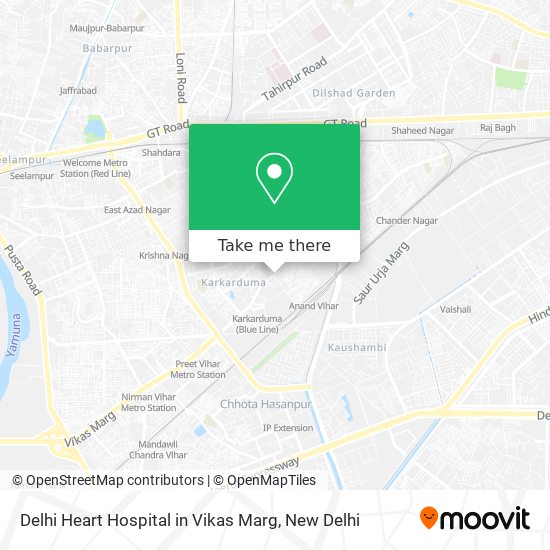 Delhi Heart Hospital in Vikas Marg map