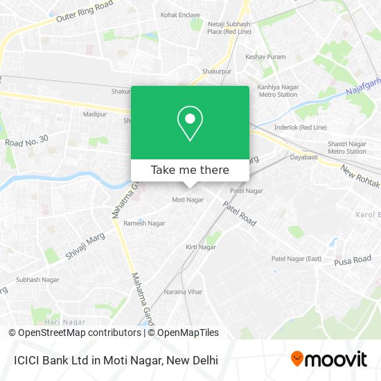 ICICI Bank Ltd in Moti Nagar map
