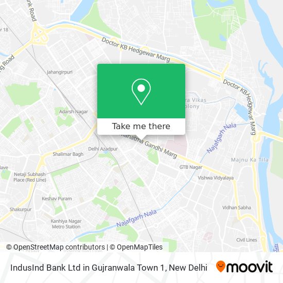 IndusInd Bank Ltd in Gujranwala Town 1 map