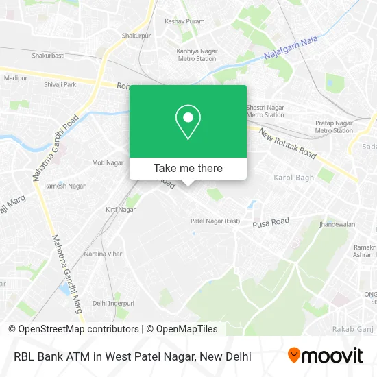 RBL Bank Ltd ATM in West Patel Nagar map