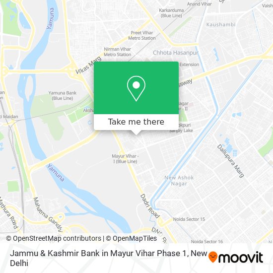 Jammu & Kashmir Bank in Mayur Vihar Phase 1 map