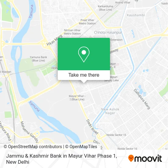 Jammu & Kashmir Bank in Mayur Vihar Phase 1 map