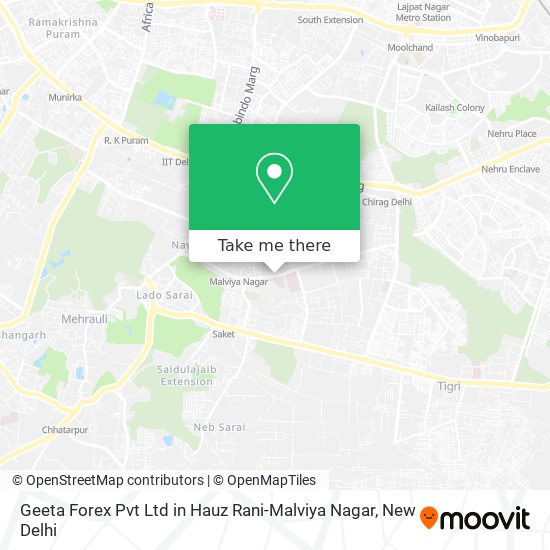 Geeta Forex Pvt Ltd in Hauz Rani-Malviya Nagar map