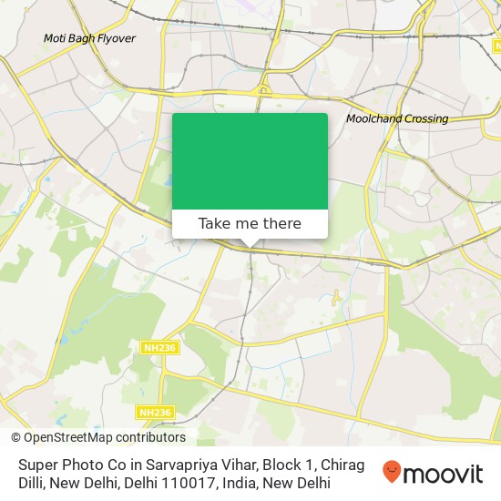 Super Photo Co in Sarvapriya Vihar, Block 1, Chirag Dilli, New Delhi, Delhi 110017, India map