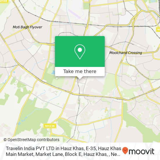 Travelin India PVT LTD in Hauz Khas, E-35, Hauz Khas Main Market, Market Lane, Block E, Hauz Khas, map