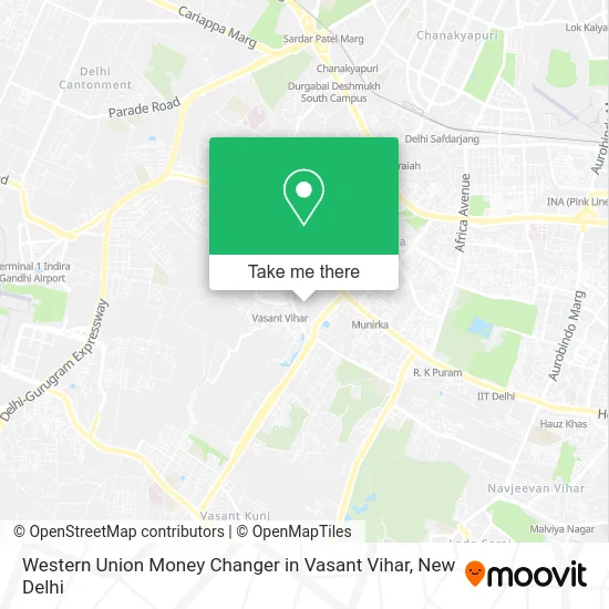 Western Union Money Changer in Vasant Vihar map