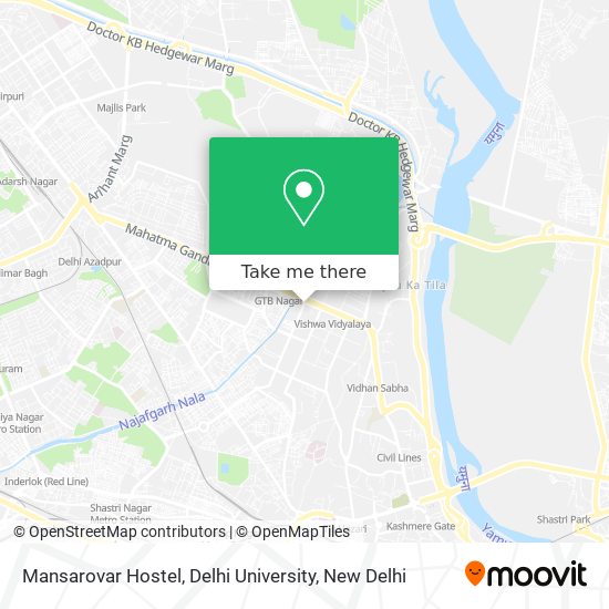 Mansarovar Hostel, Delhi University map