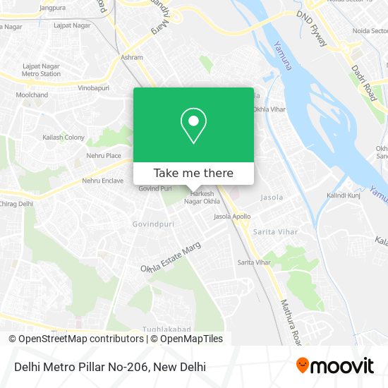 Delhi Metro Pillar No-206 map