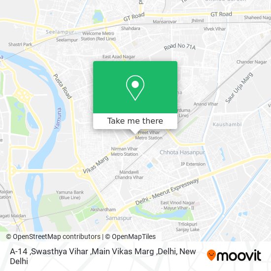 A-14 ,Swasthya Vihar ,Main Vikas Marg ,Delhi map
