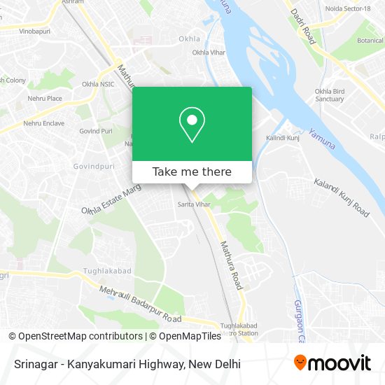 Srinagar - Kanyakumari Highway map