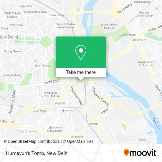 Humayun's Tomb, Delhi map