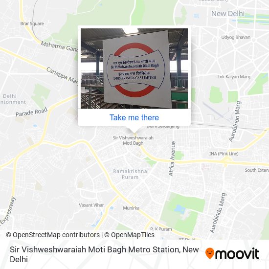 Sir Vishweshwaraiah Moti Bagh Metro Station map