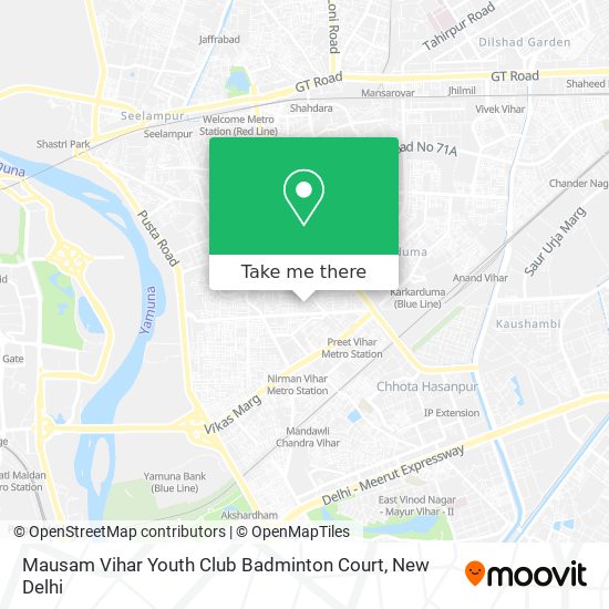 Mausam Vihar Youth Club Badminton Court map