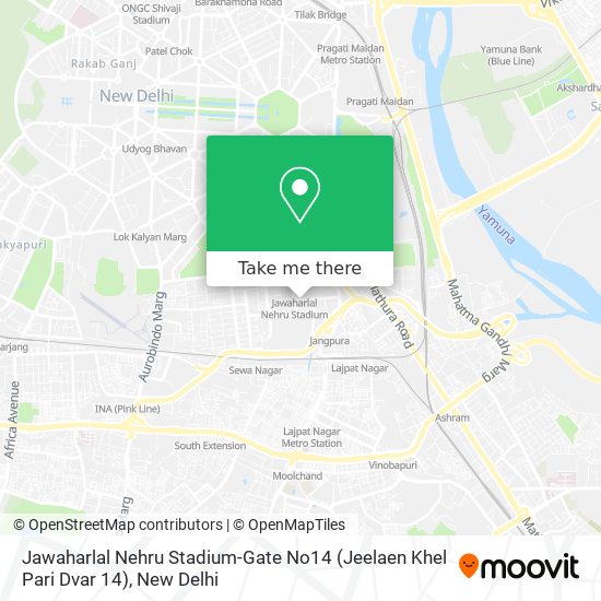 Jawaharlal Nehru Stadium-Gate No14 (Jeelaen Khel Pari Dvar 14) map