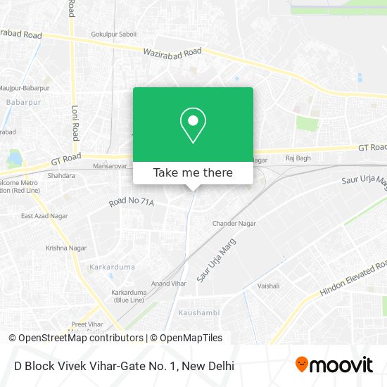 D Block Vivek Vihar-Gate No. 1 map