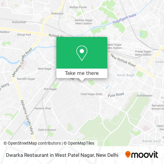 How to get to Dwarka Restaurant in West Patel Nagar in Delhi by Metro, Bus or Train?
