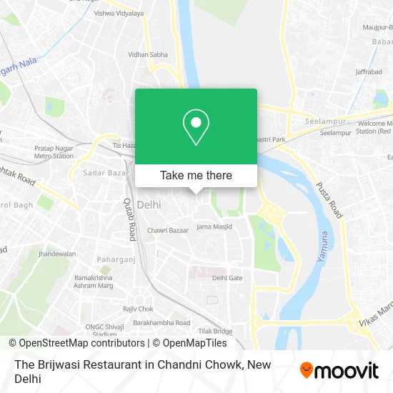 The Brijwasi Restaurant in Chandni Chowk map