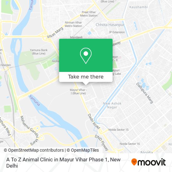 How to get to A To Z Animal Clinic in Mayur Vihar Phase 1 in Delhi by  Metro, Bus or Train?
