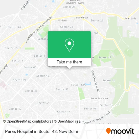 Paras Hospital in Sector 43 map