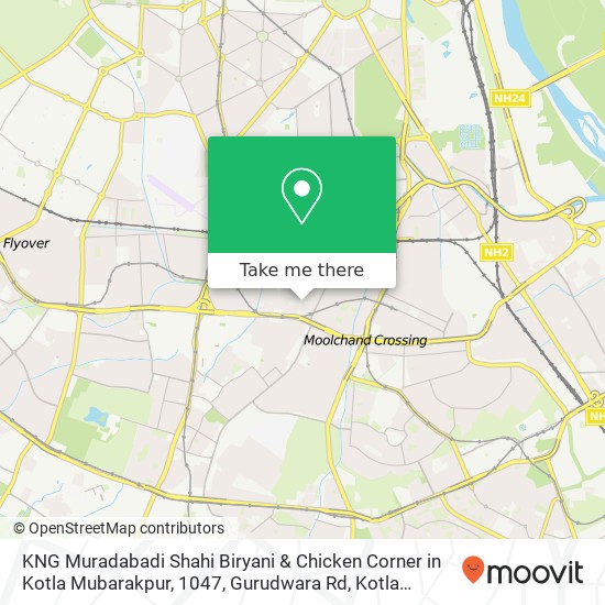 KNG Muradabadi Shahi Biryani & Chicken Corner in Kotla Mubarakpur, 1047, Gurudwara Rd, Kotla Mubara map