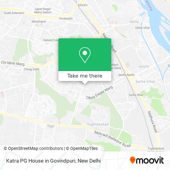 Katra PG House in Govindpuri map