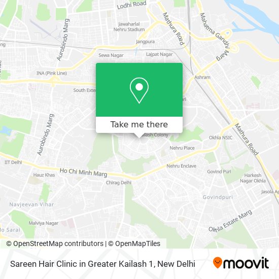 How to get to Sareen Hair Clinic in Greater Kailash 1 in Delhi by Metro,  Bus or Train?