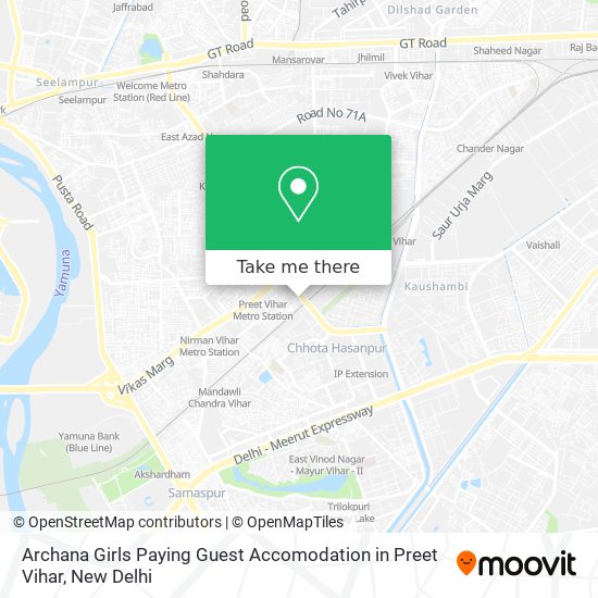 Archana Girls Paying Guest Accomodation in Preet Vihar map