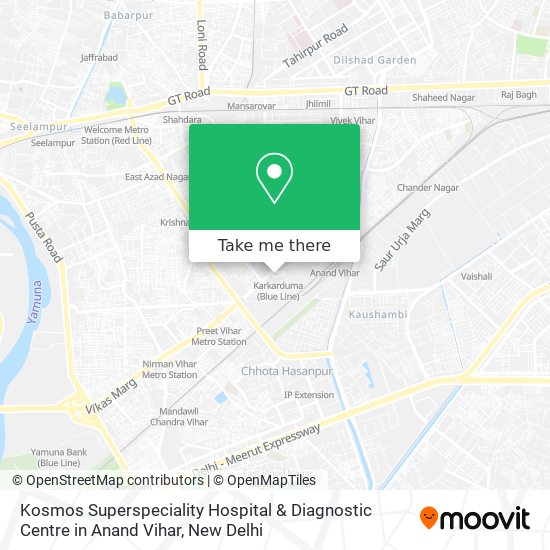 Kosmos Superspeciality Hospital & Diagnostic Centre in Anand Vihar map