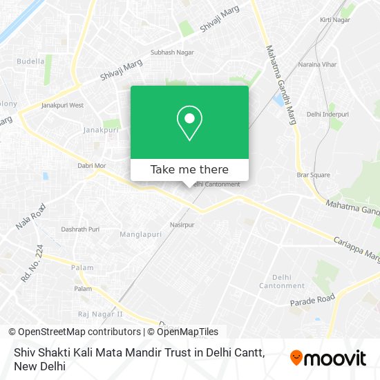 Shiv Shakti Kali Mata Mandir Trust in Delhi Cantt map