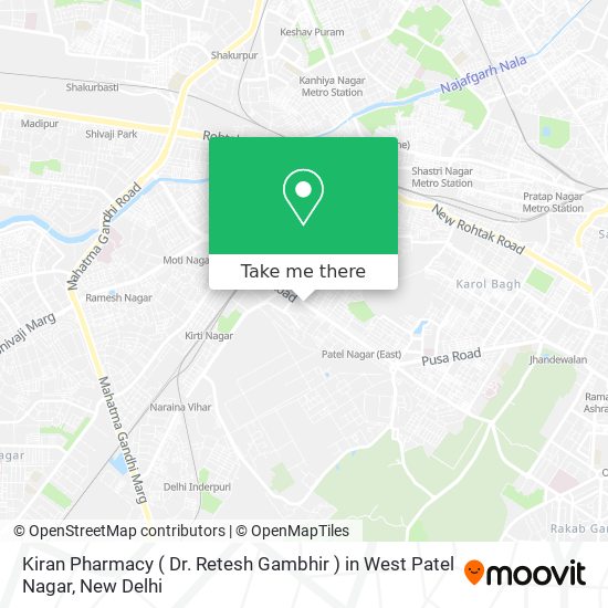 Kiran Pharmacy ( Dr. Retesh Gambhir ) in West Patel Nagar map