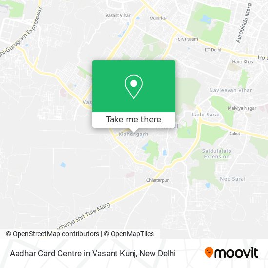 Aadhar Card Centre in Vasant Kunj map