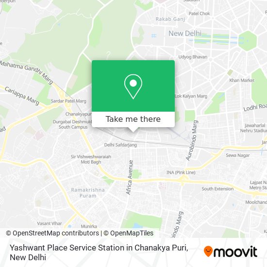 Yashwant Place Service Station in Chanakya Puri map