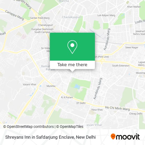 Shreyans Inn in Safdarjung Enclave map