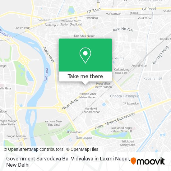 Government Sarvodaya Bal Vidyalaya in Laxmi Nagar map