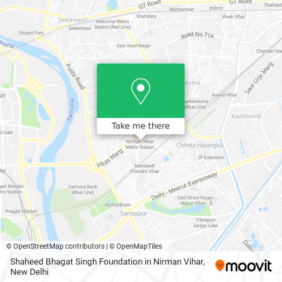 Shaheed Bhagat Singh Foundation in Nirman Vihar map