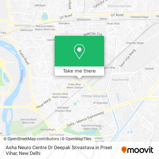 Asha Neuro Centre Dr Deepak Srivastava in Preet Vihar map