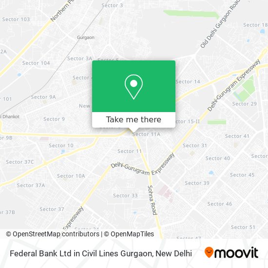 Federal Bank Ltd in Civil Lines Gurgaon map
