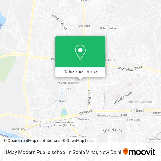 Uday Modern Public school in Sonia Vihar map